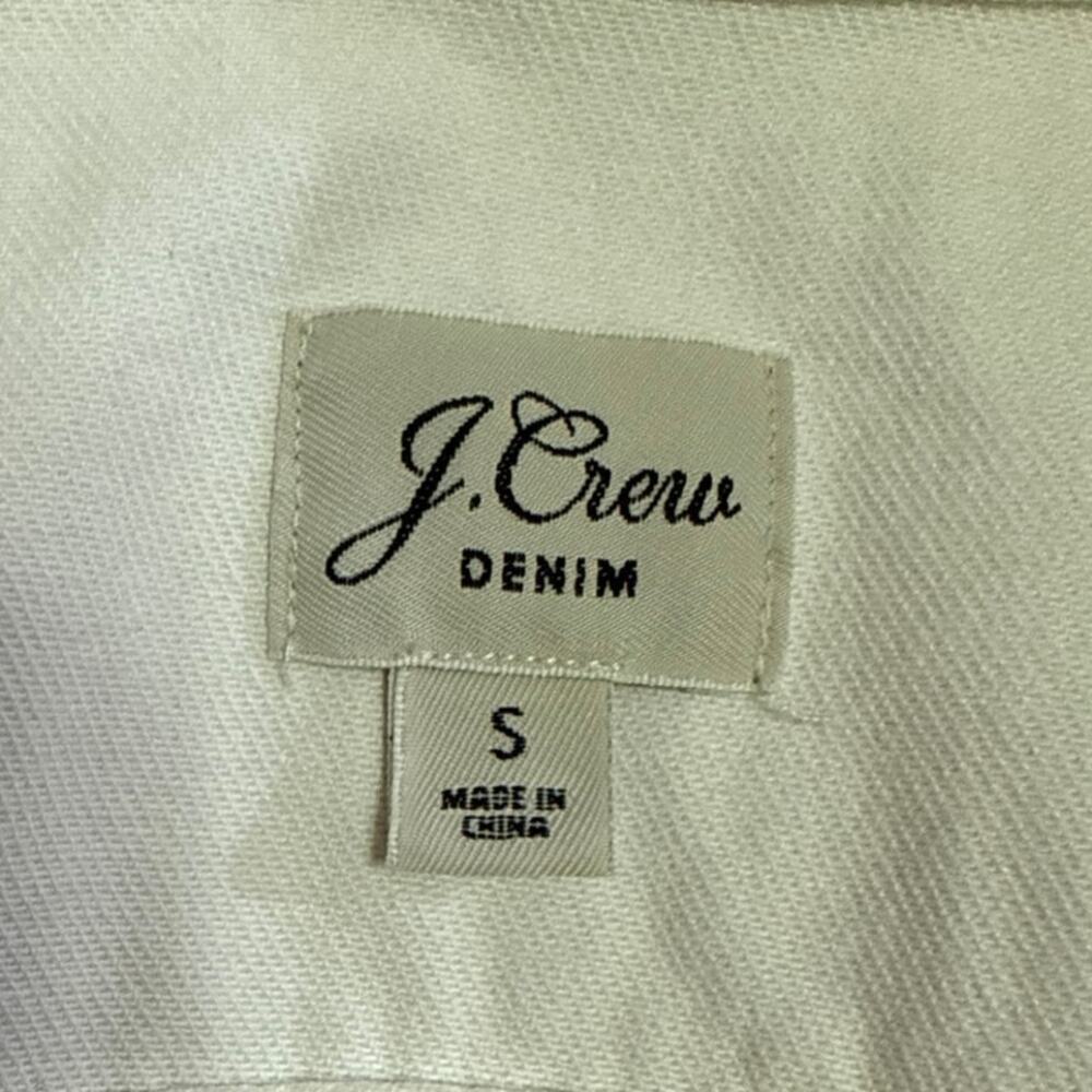 J.Crew Women's White Collar Long Sleeve Button Down Denim Jean Crop Jacket Sz S - Picture 3 of 4